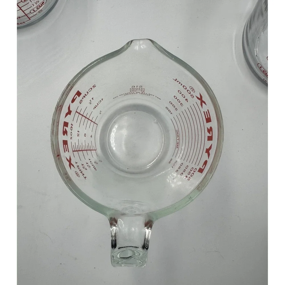 3pc Glass Measuring Cup Set Anchor Hocking 4 Cup 1 Quart & Pyrex 2 Cup 500ml
